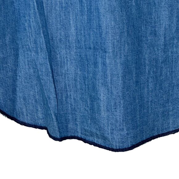 Sandrine Rose L'Artiste Embroidered Button Up Tunic Shirt Blue Women Large NWT - Picture 7 of 11